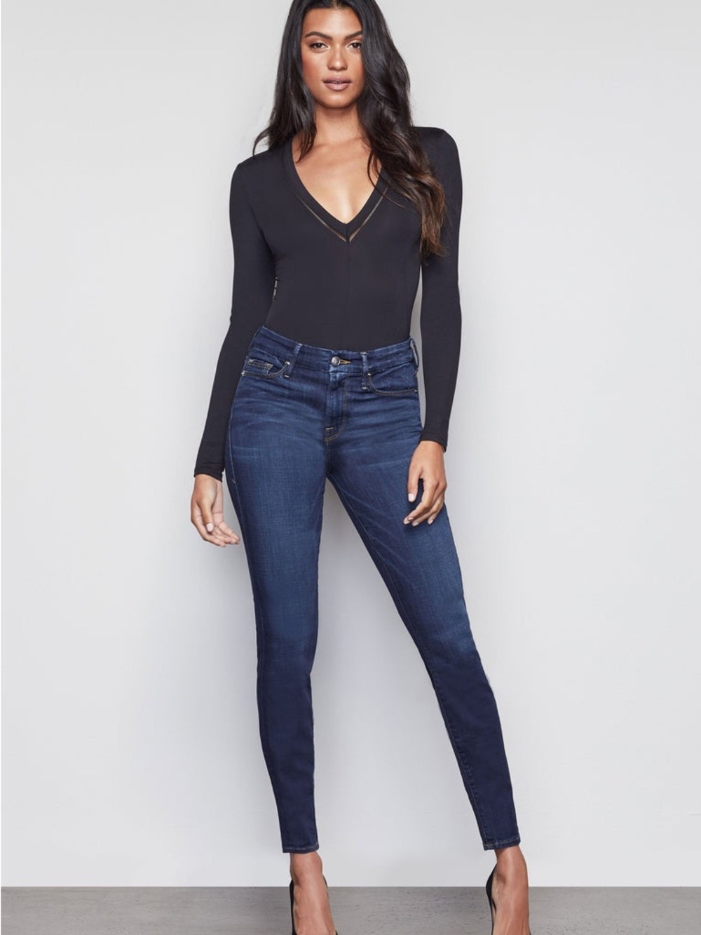 Good American Good Legs Jean, High-Rise Dark Indigo Skinny Denim, Size 8, W29